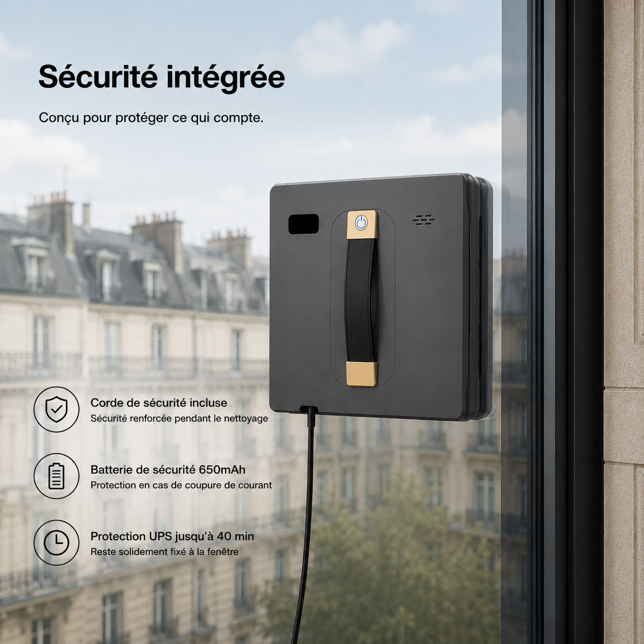 Robot Nettoyeur de Vitres Ultra-Plat 62mm