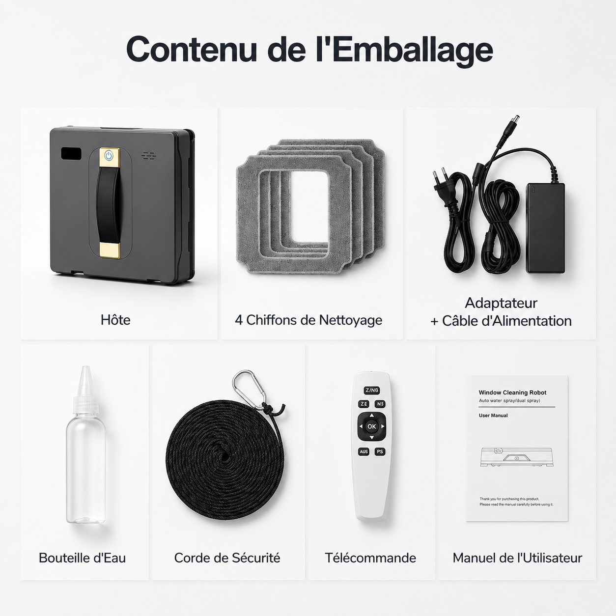 Robot Nettoyeur de Vitres Ultra-Plat 62mm
