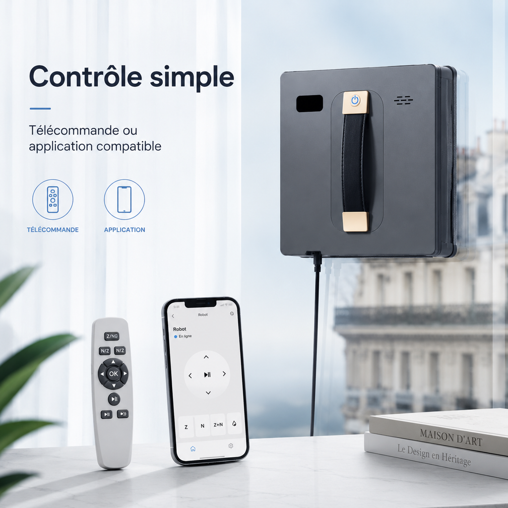 Robot Nettoyeur de Vitres Ultra-Plat 62mm