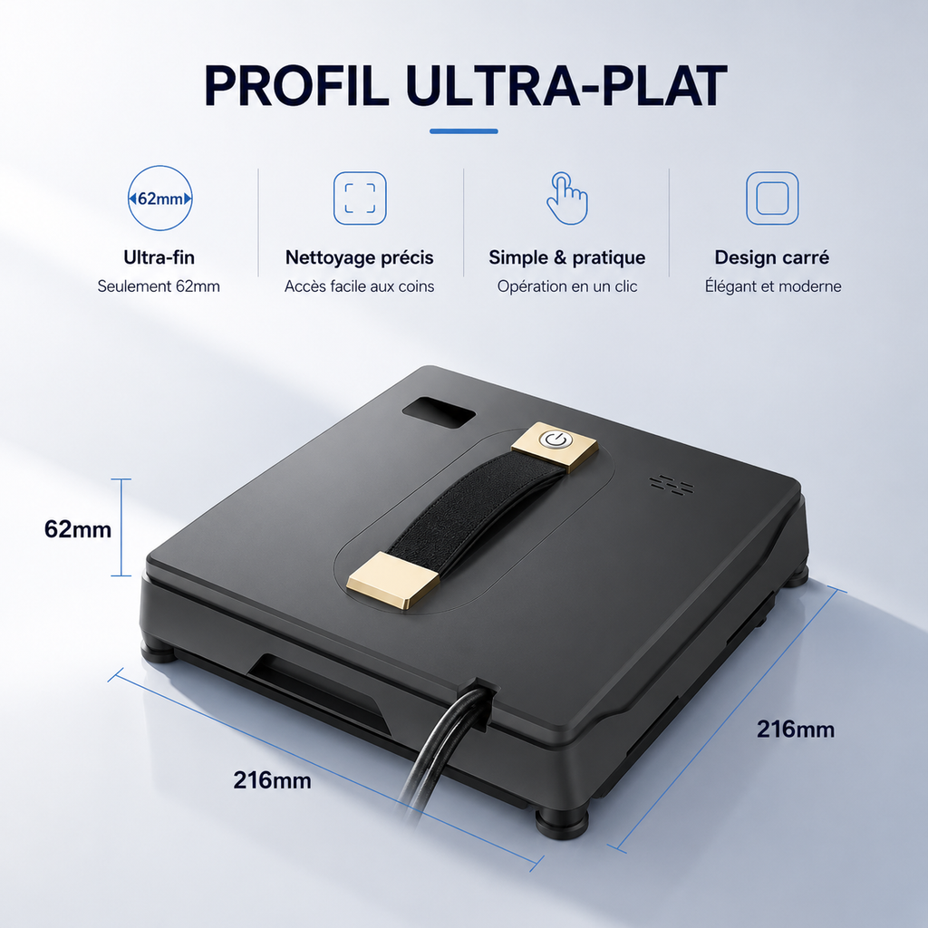 Robot Nettoyeur de Vitres Ultra-Plat 62mm