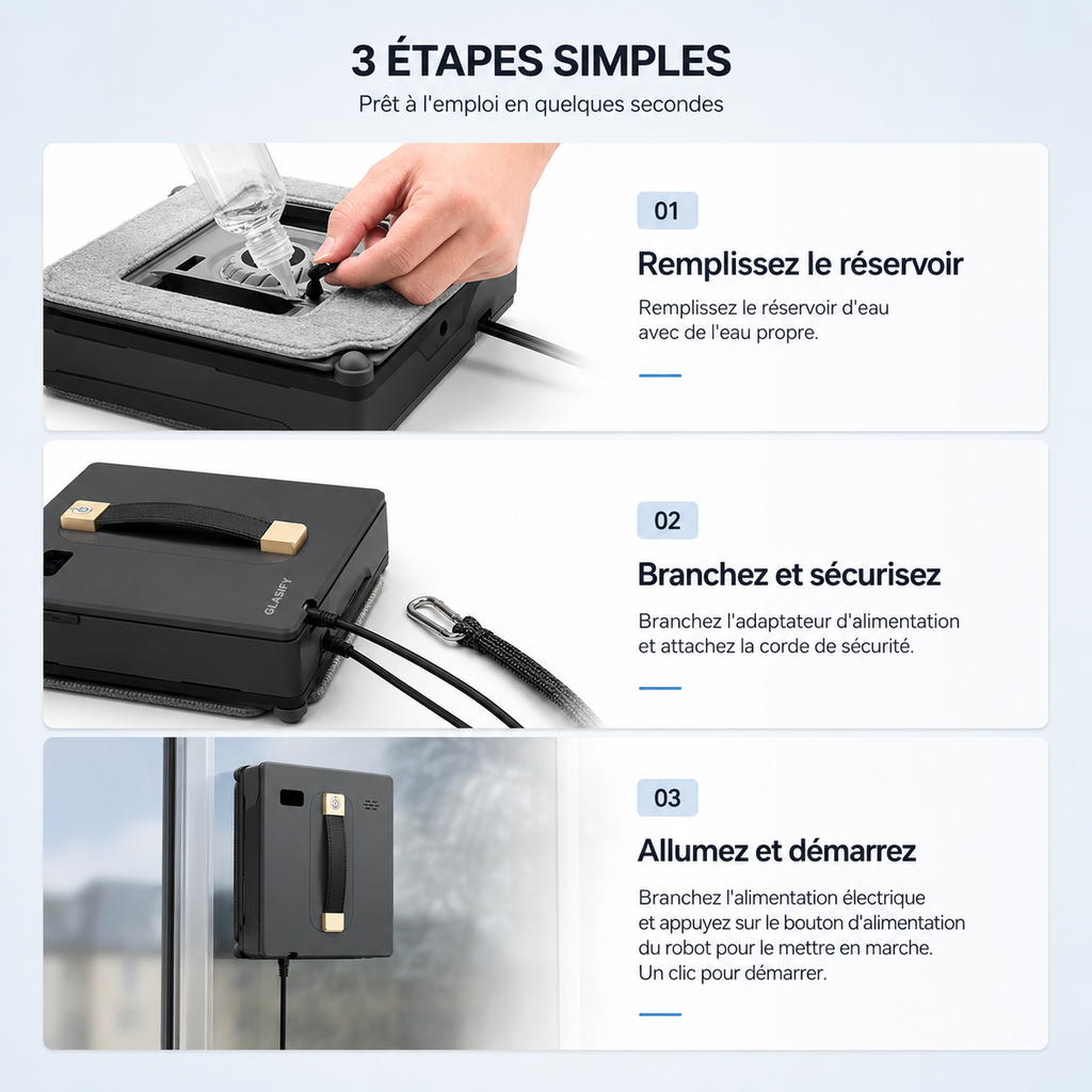 Robot Nettoyeur de Vitres Ultra-Plat 62mm